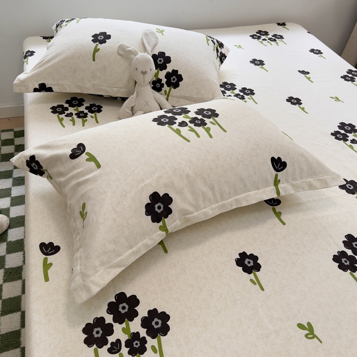 91家纺网 家纺一手货源 找家纺 百寐 2025新款秋冬全棉生态磨毛印花单品枕套48*74cm单只一对枕芯保护套 墨如玉