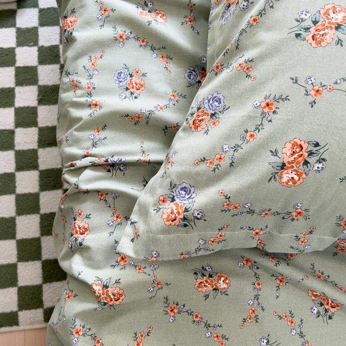 91家纺网 家纺一手货源 找家纺 百寐 2025新款秋冬全棉生态磨毛印花单品枕套48*74cm单只一对枕芯保护套 锦绣绿