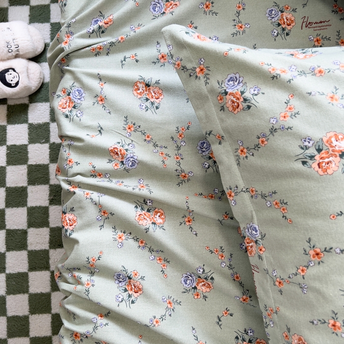 91家纺网 家纺一手货源 找家纺 百寐 2025新款秋冬全棉生态磨毛印花单品枕套48*74cm单只一对枕芯保护套 锦绣绿