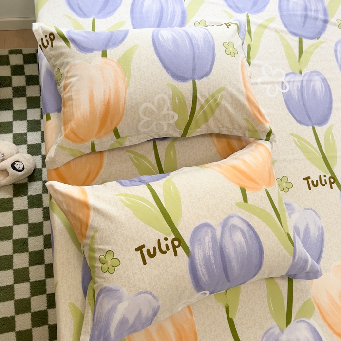 91家纺网 家纺一手货源 找家纺 百寐 2025新款秋冬全棉生态磨毛印花单品枕套48*74cm单只一对枕芯保护套 兰郁香