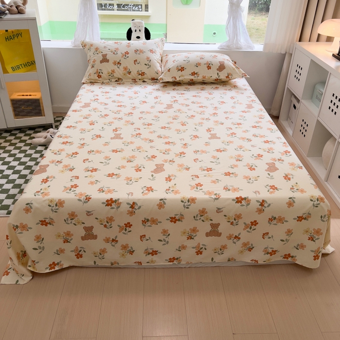 91家纺网 家纺一手货源 找家纺 百寐 2025新款秋冬全棉生态磨毛印花单品枕套48*74cm单只一对枕芯保护套 花满径