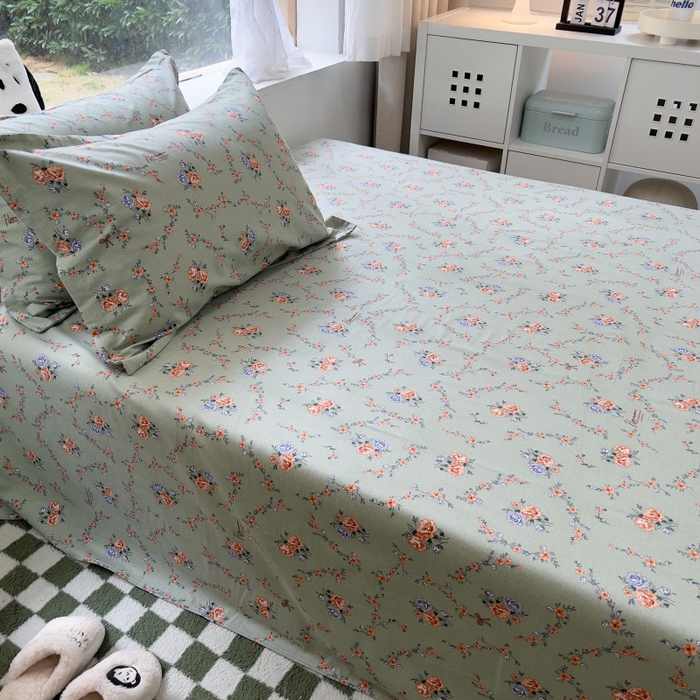 91家纺网 家纺一手货源 找家纺 百寐 2025新款秋冬全棉生态磨毛印花单品枕套48*74cm单只一对枕芯保护套 锦绣绿