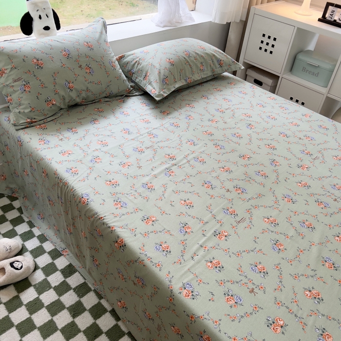 91家纺网 家纺一手货源 找家纺 百寐 2025新款秋冬全棉生态磨毛印花单品枕套48*74cm单只一对枕芯保护套 锦绣绿