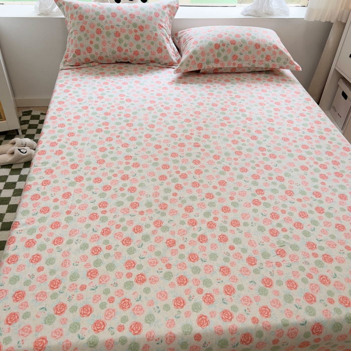 91家纺网 家纺一手货源 找家纺 百寐 2025新款秋冬全棉生态磨毛印花单品枕套48*74cm单只一对枕芯保护套 玫瑰露