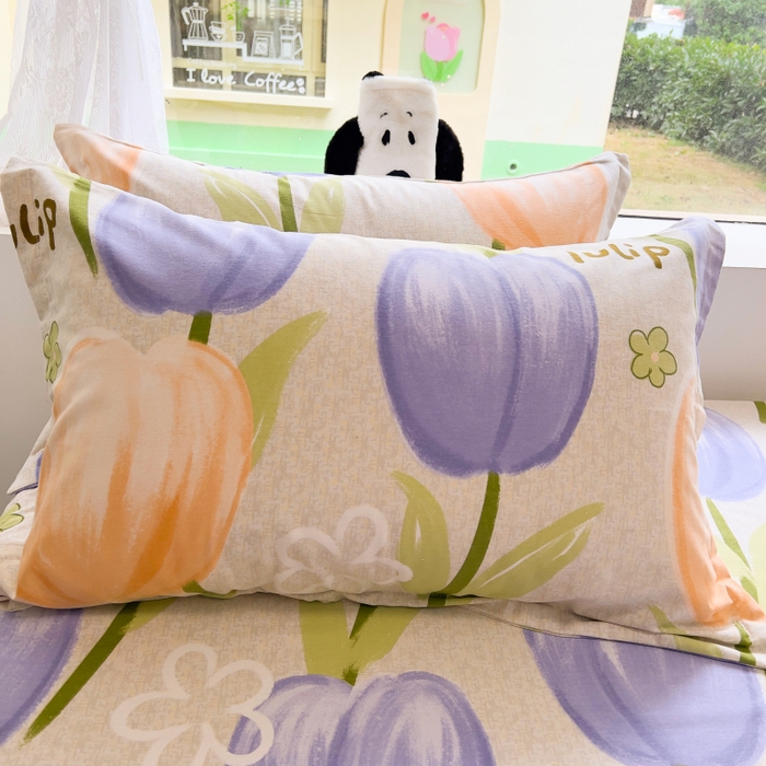 91家纺网 家纺一手货源 找家纺 百寐 2025新款秋冬全棉生态磨毛印花单品枕套48*74cm单只一对枕芯保护套 兰郁香