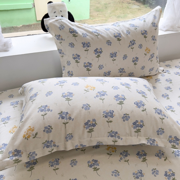 91家纺网 家纺一手货源 找家纺 百寐 2025新款秋冬全棉生态磨毛印花单品枕套48*74cm单只一对枕芯保护套 高岭花