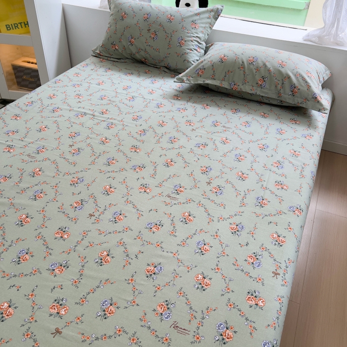 91家纺网 家纺一手货源 找家纺 百寐 2025新款秋冬全棉生态磨毛印花单品枕套48*74cm单只一对枕芯保护套 锦绣绿