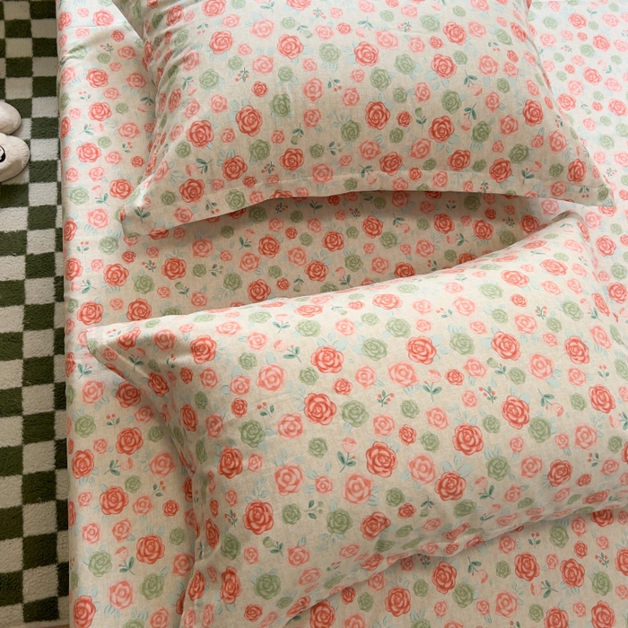 91家纺网 家纺一手货源 找家纺 百寐 2025新款秋冬全棉生态磨毛印花单品枕套48*74cm单只一对枕芯保护套 玫瑰露