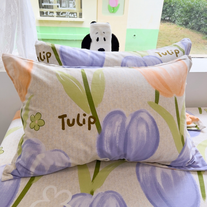 91家纺网 家纺一手货源 找家纺 百寐 2025新款秋冬全棉生态磨毛印花单品枕套48*74cm单只一对枕芯保护套 兰郁香