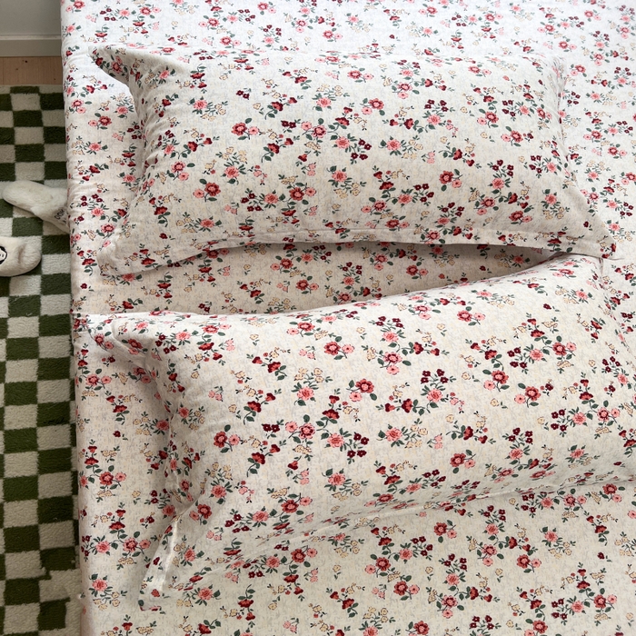 91家纺网 家纺一手货源 找家纺 百寐 2025新款秋冬全棉生态磨毛印花单品枕套48*74cm单只一对枕芯保护套 花诺柔