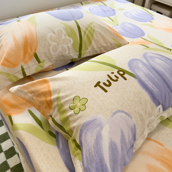 91家纺网 家纺一手货源 找家纺 百寐 2025新款秋冬全棉生态磨毛印花单品枕套48*74cm单只一对枕芯保护套 兰郁香