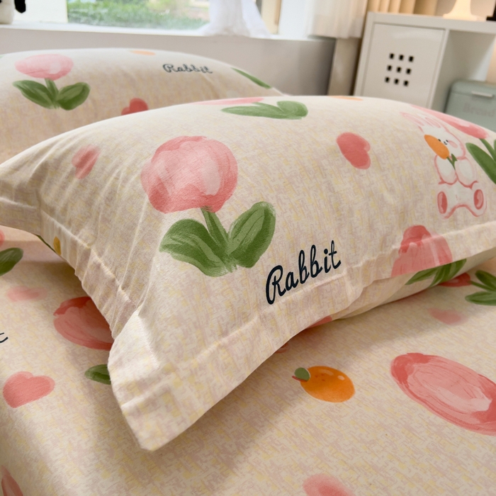 91家纺网 家纺一手货源 找家纺 百寐 2025新款秋冬全棉生态磨毛印花单品枕套48*74cm单只一对枕芯保护套 叹花郁