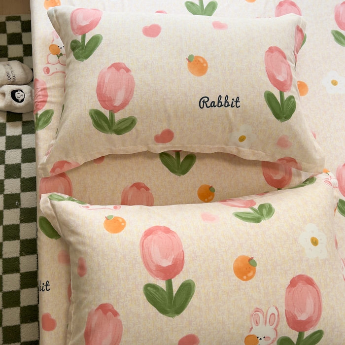 91家纺网 家纺一手货源 找家纺 百寐 2025新款秋冬全棉生态磨毛印花单品枕套48*74cm单只一对枕芯保护套 叹花郁