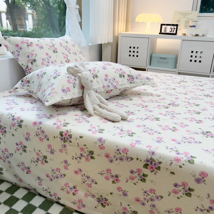 91家纺网 家纺一手货源 找家纺 百寐 2025新款秋冬全棉生态磨毛印花单品枕套48*74cm单只一对枕芯保护套 牵牛花