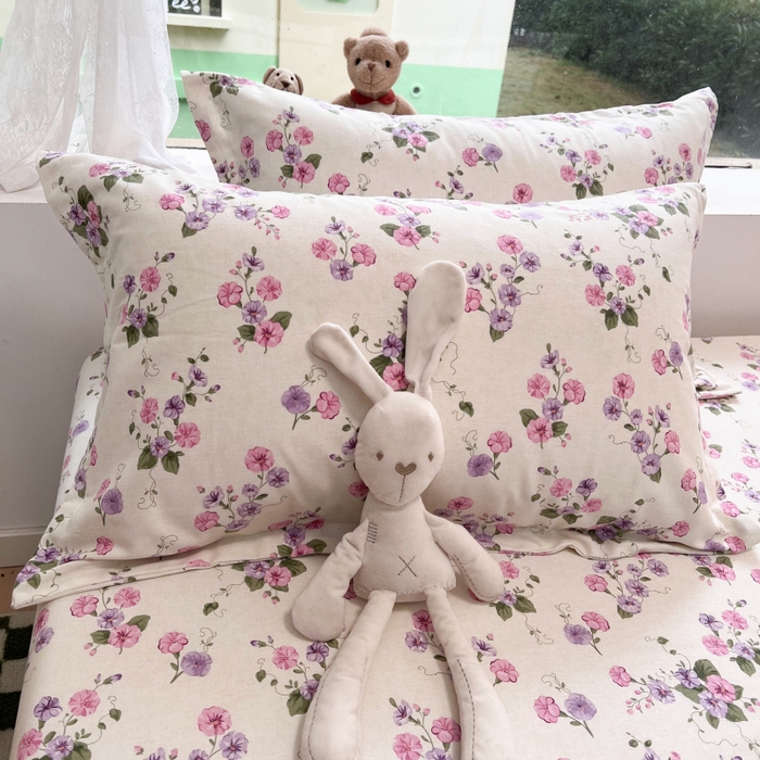 91家纺网 家纺一手货源 找家纺 百寐 2025新款秋冬全棉生态磨毛印花单品枕套48*74cm单只一对枕芯保护套 牵牛花