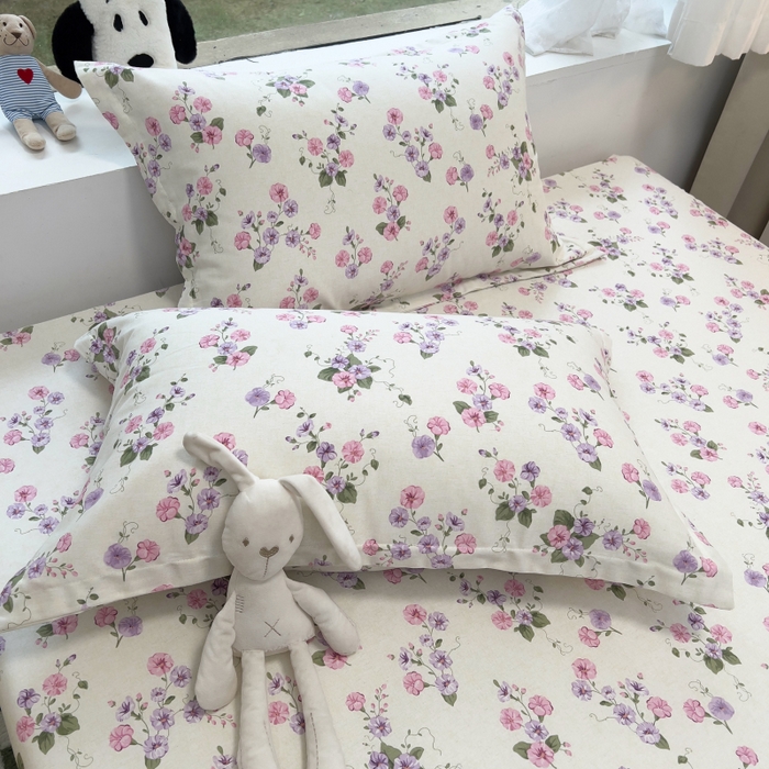 91家纺网 家纺一手货源 找家纺 百寐 2025新款秋冬全棉生态磨毛印花单品枕套48*74cm单只一对枕芯保护套 牵牛花