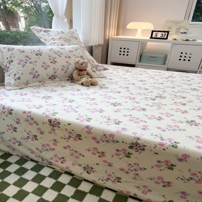 91家纺网 家纺一手货源 找家纺 百寐 2025新款秋冬全棉生态磨毛印花单品枕套48*74cm单只一对枕芯保护套 牵牛花