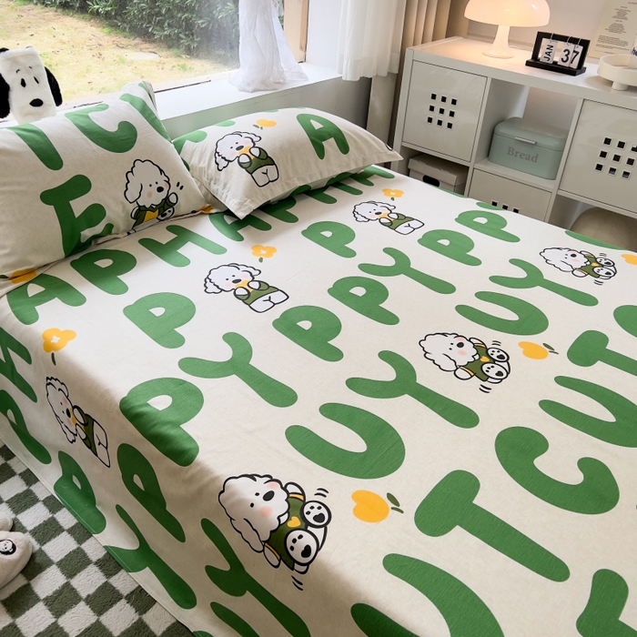 91家纺网 家纺一手货源 找家纺 百寐 2025新款秋冬全棉生态磨毛印花单品枕套48*74cm单只一对枕芯保护套 萌萌狗