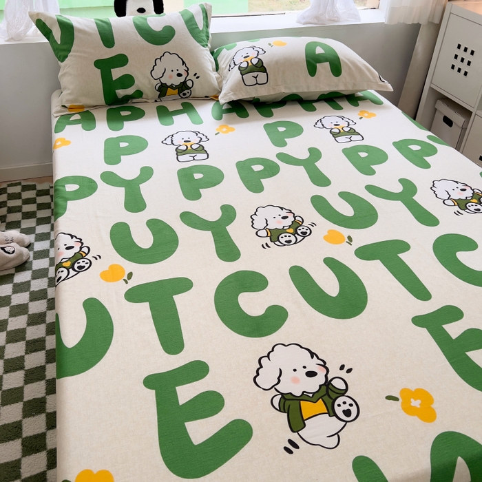 91家纺网 家纺一手货源 找家纺 百寐 2025新款秋冬全棉生态磨毛印花单品枕套48*74cm单只一对枕芯保护套 萌萌狗