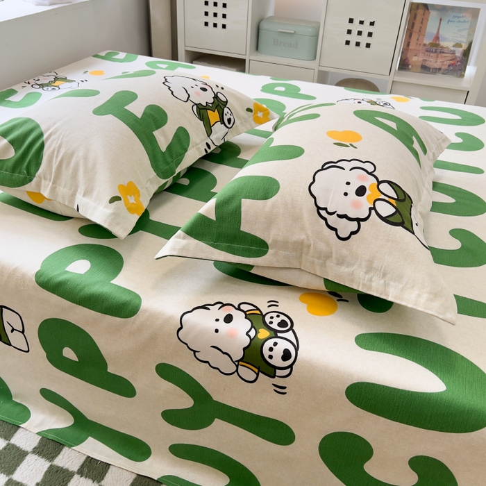 91家纺网 家纺一手货源 找家纺 百寐 2025新款秋冬全棉生态磨毛印花单品枕套48*74cm单只一对枕芯保护套 萌萌狗