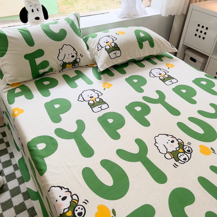 91家纺网 家纺一手货源 找家纺 百寐 2025新款秋冬全棉生态磨毛印花单品枕套48*74cm单只一对枕芯保护套 萌萌狗