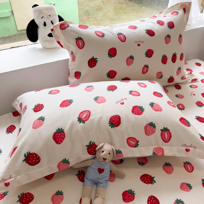 91家纺网 家纺一手货源 找家纺 百寐 2025新款秋冬全棉生态磨毛印花单品枕套48*74cm单只一对枕芯保护套 小甜心