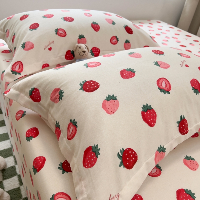 91家纺网 家纺一手货源 找家纺 百寐 2025新款秋冬全棉生态磨毛印花单品枕套48*74cm单只一对枕芯保护套 小甜心