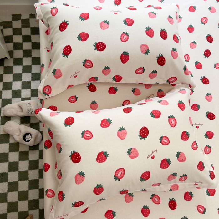 91家纺网 家纺一手货源 找家纺 百寐 2025新款秋冬全棉生态磨毛印花单品枕套48*74cm单只一对枕芯保护套 小甜心