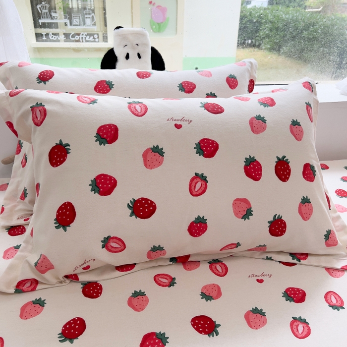 91家纺网 家纺一手货源 找家纺 百寐 2025新款秋冬全棉生态磨毛印花单品枕套48*74cm单只一对枕芯保护套 小甜心