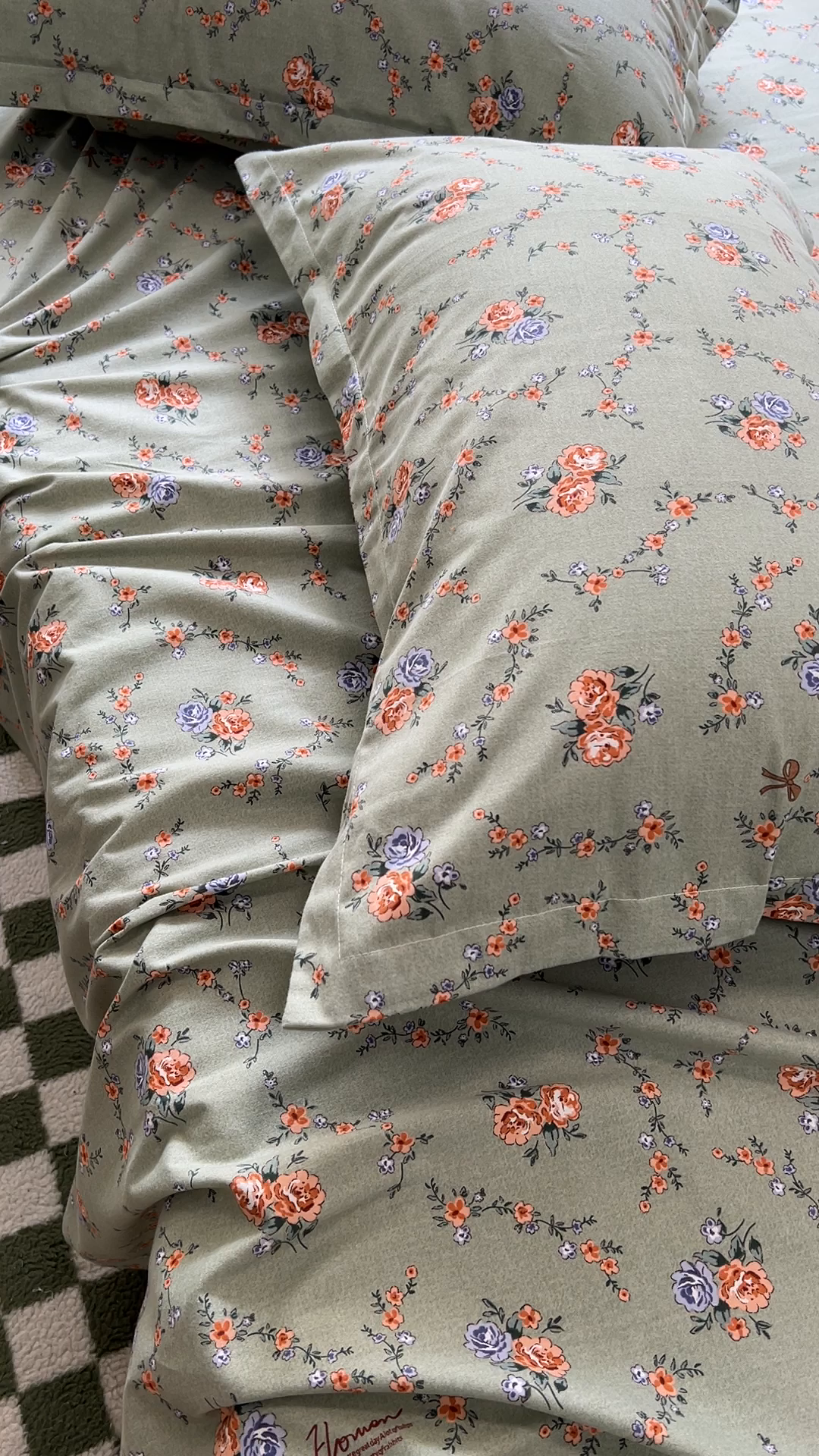 91家纺网 家纺一手货源 找家纺 百寐 2025新款秋冬全棉生态磨毛印花单品枕套48*74cm单只一对枕芯保护套 锦绣绿