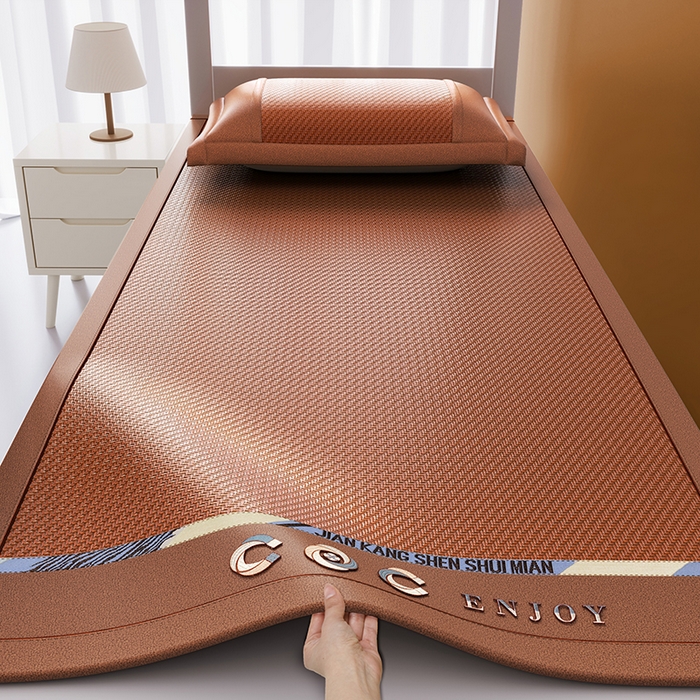 鑫琪莱家纺 2025新款学生PE凉感藤席 典雅贡藤-咖