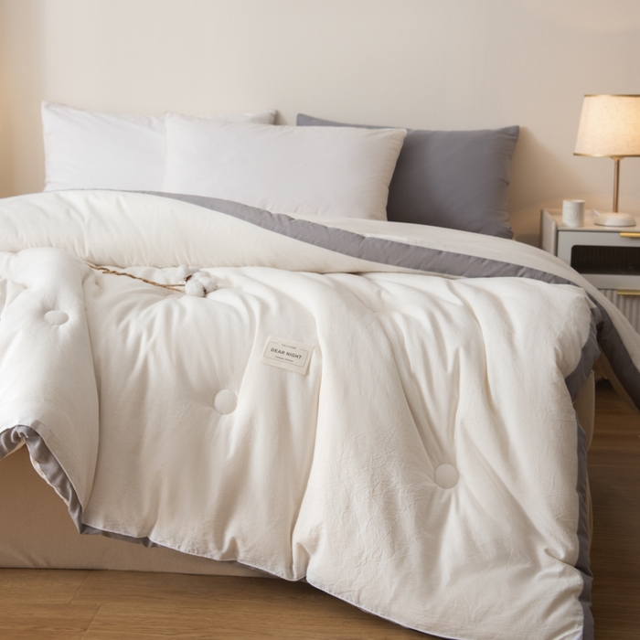 91家纺网 家纺一手货源 找家纺 鸣升家纺 2025新款新款新疆长绒棉100%棉花被春秋被冬被被子被芯立体棉被直播四季被 素雅白