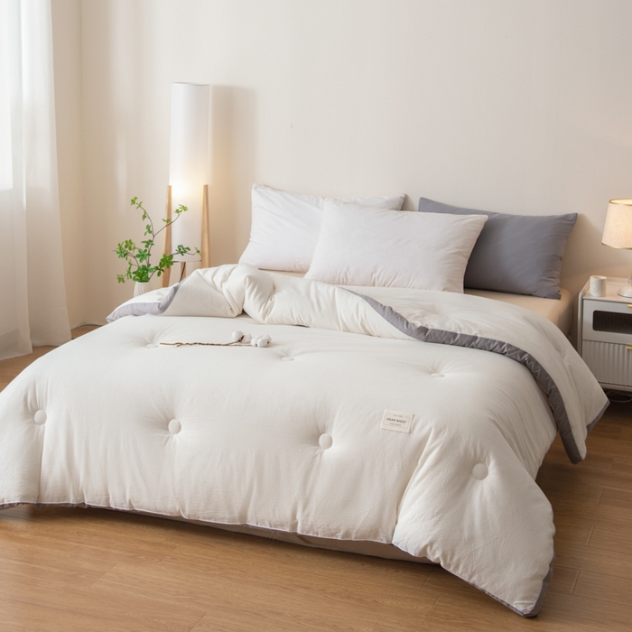 91家纺网 家纺一手货源 找家纺 鸣升家纺 2025新款新款新疆长绒棉100%棉花被春秋被冬被被子被芯立体棉被直播四季被 素雅白