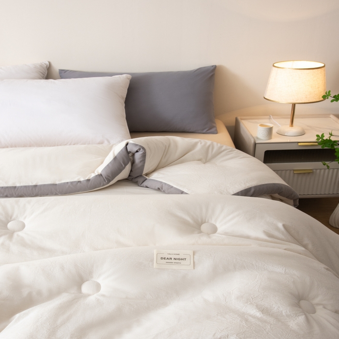 91家纺网 家纺一手货源 找家纺 鸣升家纺 2025新款新款新疆长绒棉100%棉花被春秋被冬被被子被芯立体棉被直播四季被 素雅白