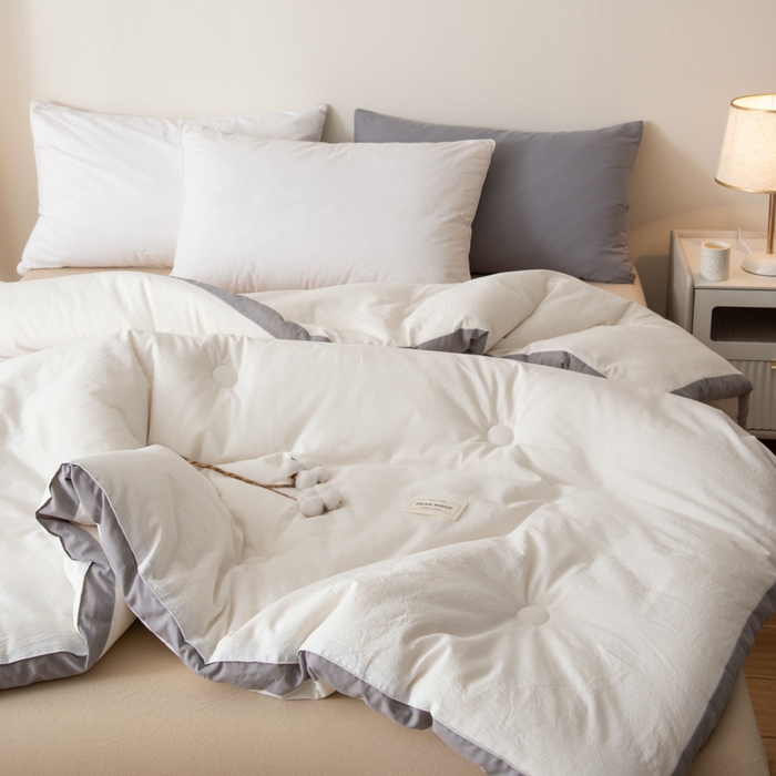 91家纺网 家纺一手货源 找家纺 鸣升家纺 2025新款新款新疆长绒棉100%棉花被春秋被冬被被子被芯立体棉被直播四季被 素雅白