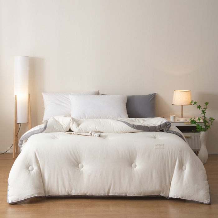 91家纺网 家纺一手货源 找家纺 鸣升家纺 2025新款新款新疆长绒棉100%棉花被春秋被冬被被子被芯立体棉被直播四季被 素雅白