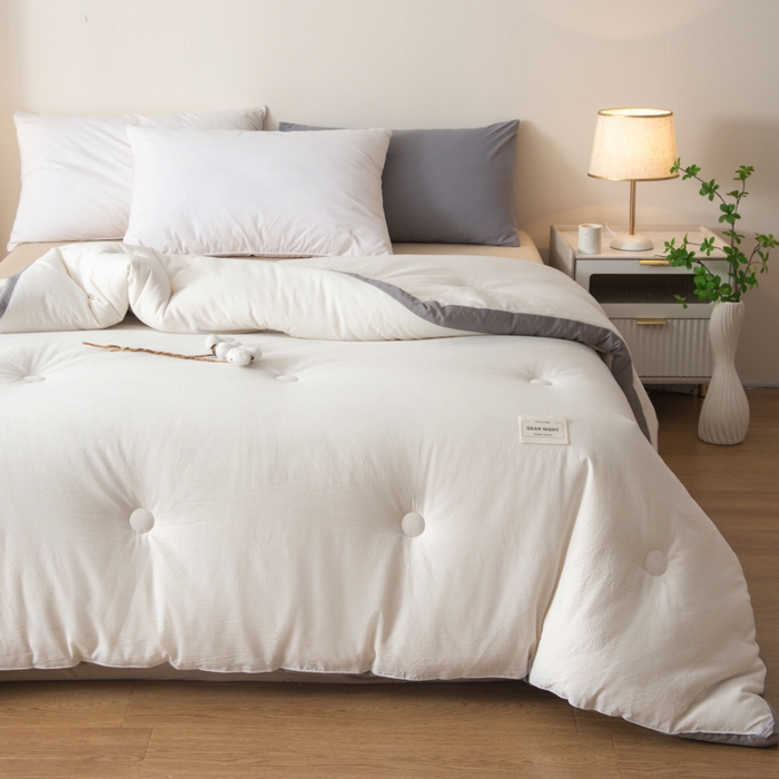 91家纺网 家纺一手货源 找家纺 鸣升家纺 2025新款新款新疆长绒棉100%棉花被春秋被冬被被子被芯立体棉被直播四季被 素雅白