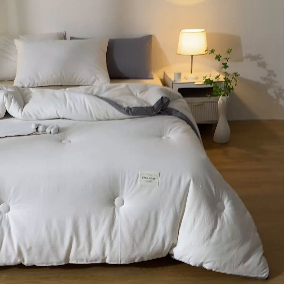 91家纺网 家纺一手货源 找家纺 鸣升家纺 2025新款新款新疆长绒棉100%棉花被春秋被冬被被子被芯立体棉被直播四季被 素雅白