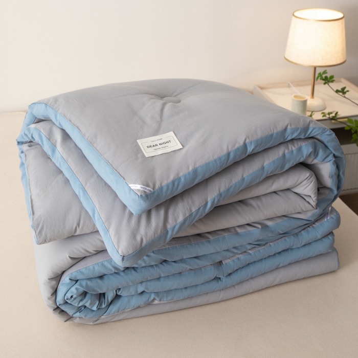 91家纺网 家纺一手货源 找家纺 鸣升家纺 2025新款新款新疆长绒棉100%棉花被春秋被冬被被子被芯立体棉被直播四季被 雾灰