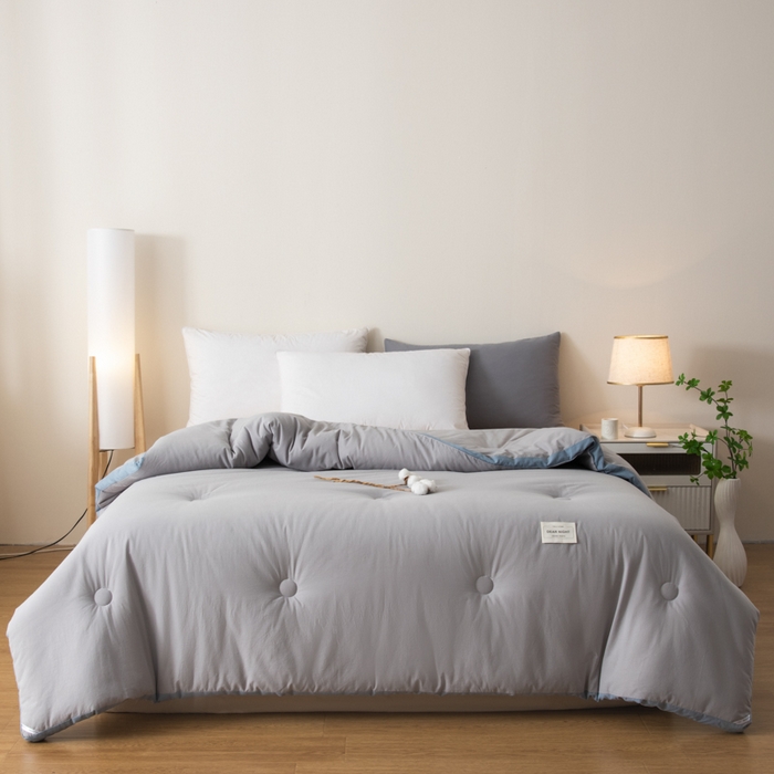 91家纺网 家纺一手货源 找家纺 鸣升家纺 2025新款新款新疆长绒棉100%棉花被春秋被冬被被子被芯立体棉被直播四季被 雾灰