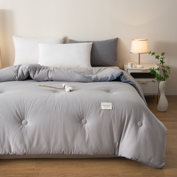 91家纺网 家纺一手货源 找家纺 鸣升家纺 2025新款新款新疆长绒棉100%棉花被春秋被冬被被子被芯立体棉被直播四季被 雾灰