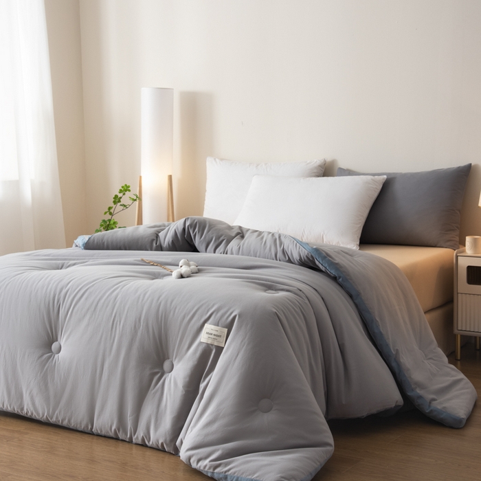 91家纺网 家纺一手货源 找家纺 鸣升家纺 2025新款新款新疆长绒棉100%棉花被春秋被冬被被子被芯立体棉被直播四季被 雾灰