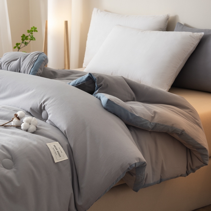 91家纺网 家纺一手货源 找家纺 鸣升家纺 2025新款新款新疆长绒棉100%棉花被春秋被冬被被子被芯立体棉被直播四季被 雾灰