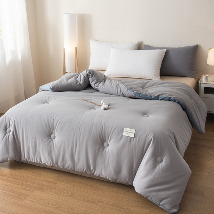 91家纺网 家纺一手货源 找家纺 鸣升家纺 2025新款新款新疆长绒棉100%棉花被春秋被冬被被子被芯立体棉被直播四季被 雾灰