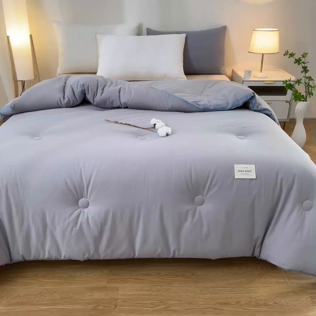 91家纺网 家纺一手货源 找家纺 鸣升家纺 2025新款新款新疆长绒棉100%棉花被春秋被冬被被子被芯立体棉被直播四季被 雾灰