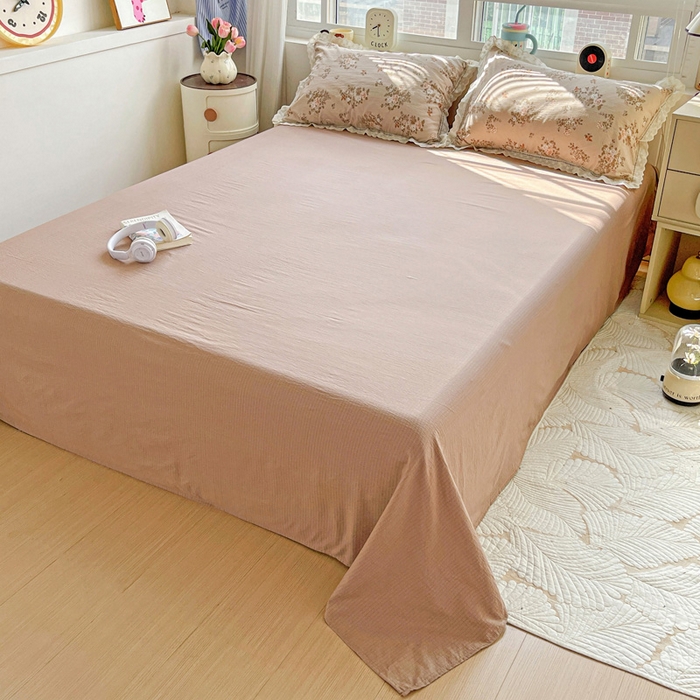 91家纺网 家纺一手货源 找家纺 典曼家纺 2025新款云感皱皱双层纱花边四件套 可颂