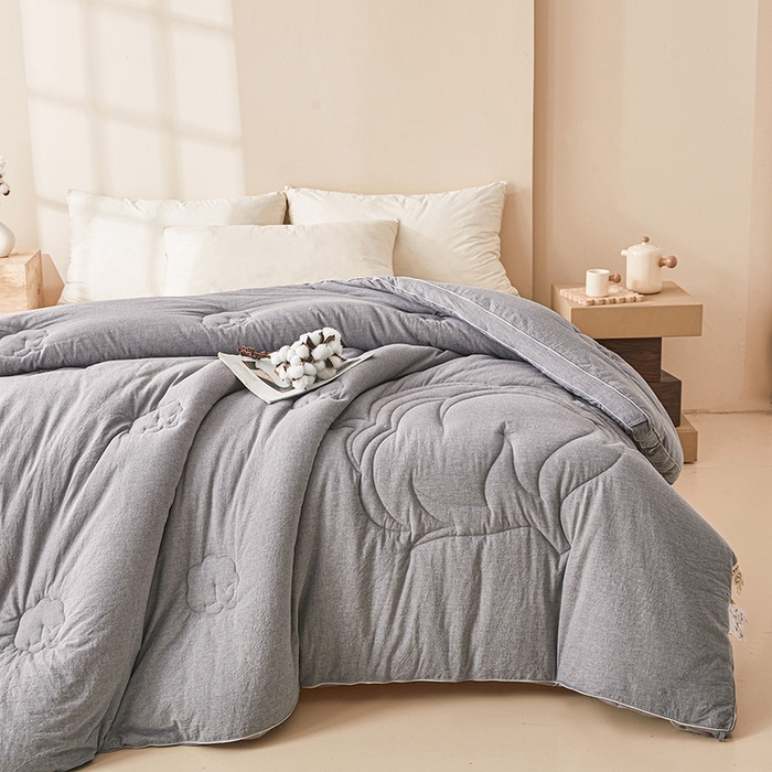 91家纺网 家纺一手货源 找家纺 2025新款A类填充100%棉新疆棉花被子冬被棉被全棉冬季加厚保暖纯棉花被芯单人春秋棉絮被芯 简语被子-灰