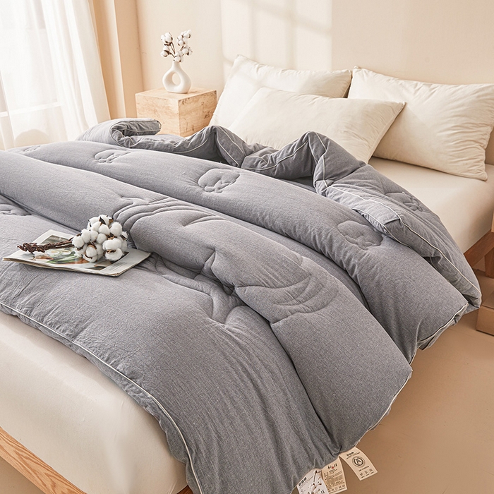 91家纺网 家纺一手货源 找家纺 2025新款A类填充100%棉新疆棉花被子冬被棉被全棉冬季加厚保暖纯棉花被芯单人春秋棉絮被芯 简语被子-灰