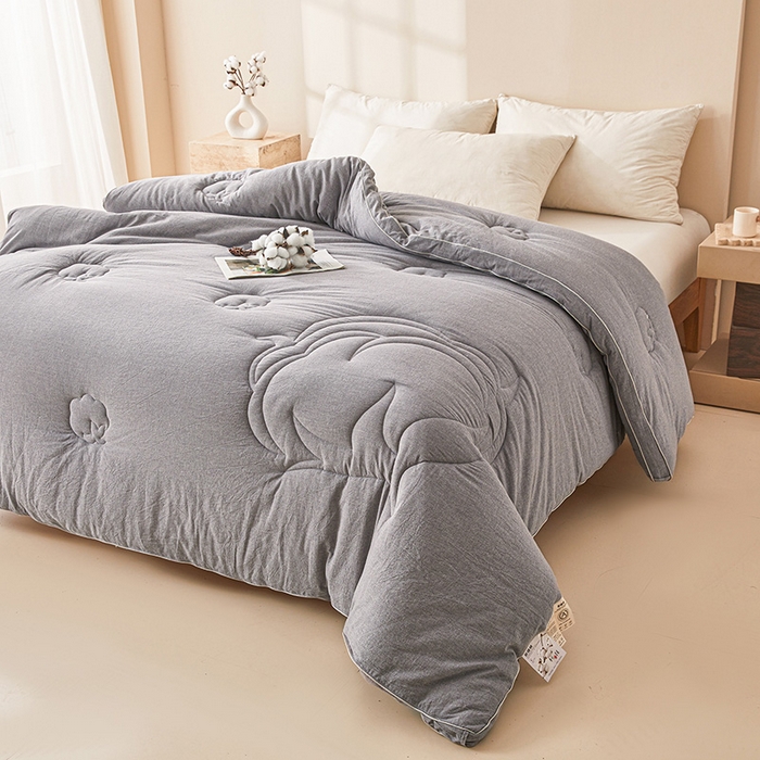 91家纺网 家纺一手货源 找家纺 2025新款A类填充100%棉新疆棉花被子冬被棉被全棉冬季加厚保暖纯棉花被芯单人春秋棉絮被芯 简语被子-灰