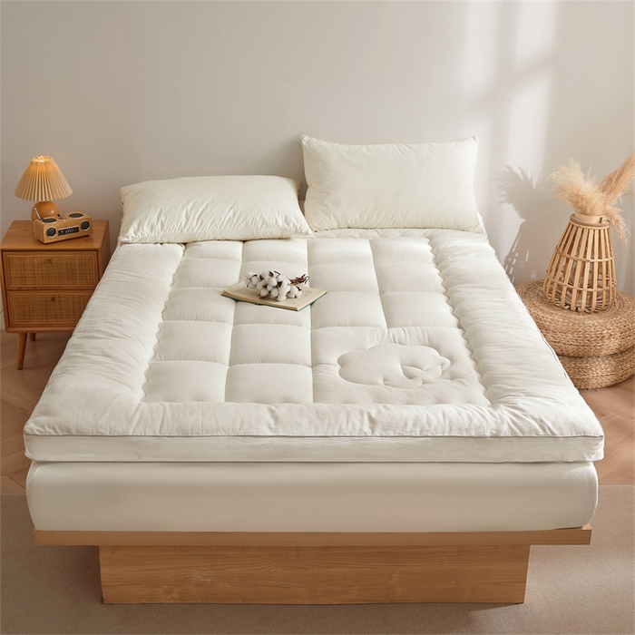 91家纺网 家纺一手货源 找家纺 西域种棉人·千百笠2025新款A类填充100%棉新疆棉花褥子床垫垫被软垫家用棉花被褥铺底全棉冬季加厚保暖 简语床垫-白